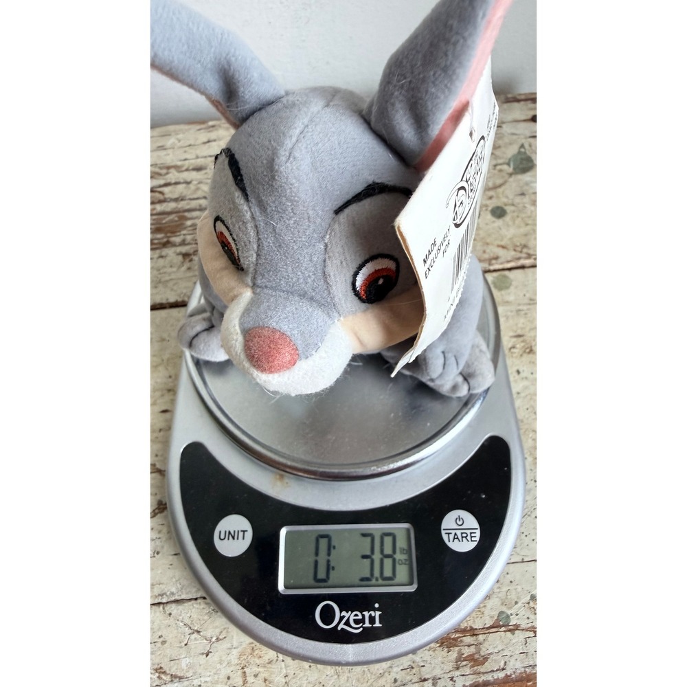 Disney Store Mini Beanbag Thumper Plush Bambi Rabbit Grey 8 Inch NWT CSGA - Picture 7 of 7